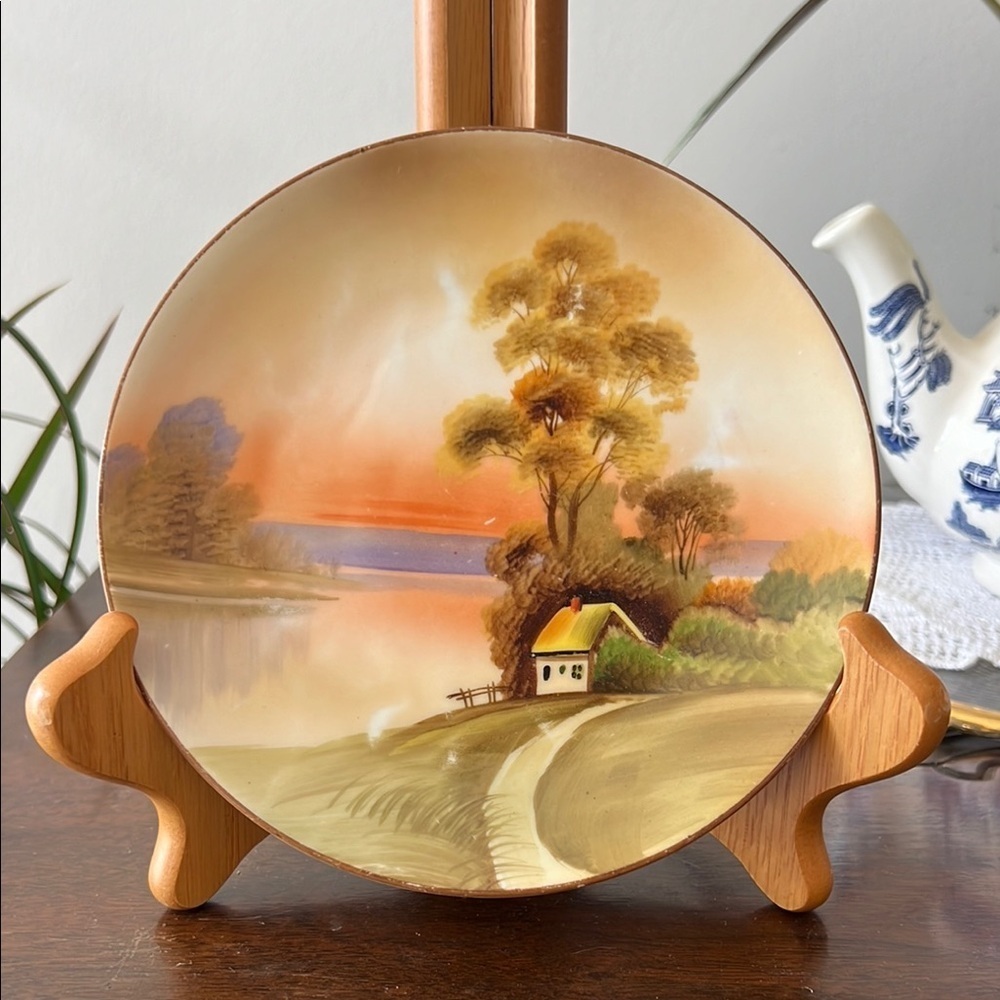 Vintage Nippon Hand Painted Scenic Landscape Plate